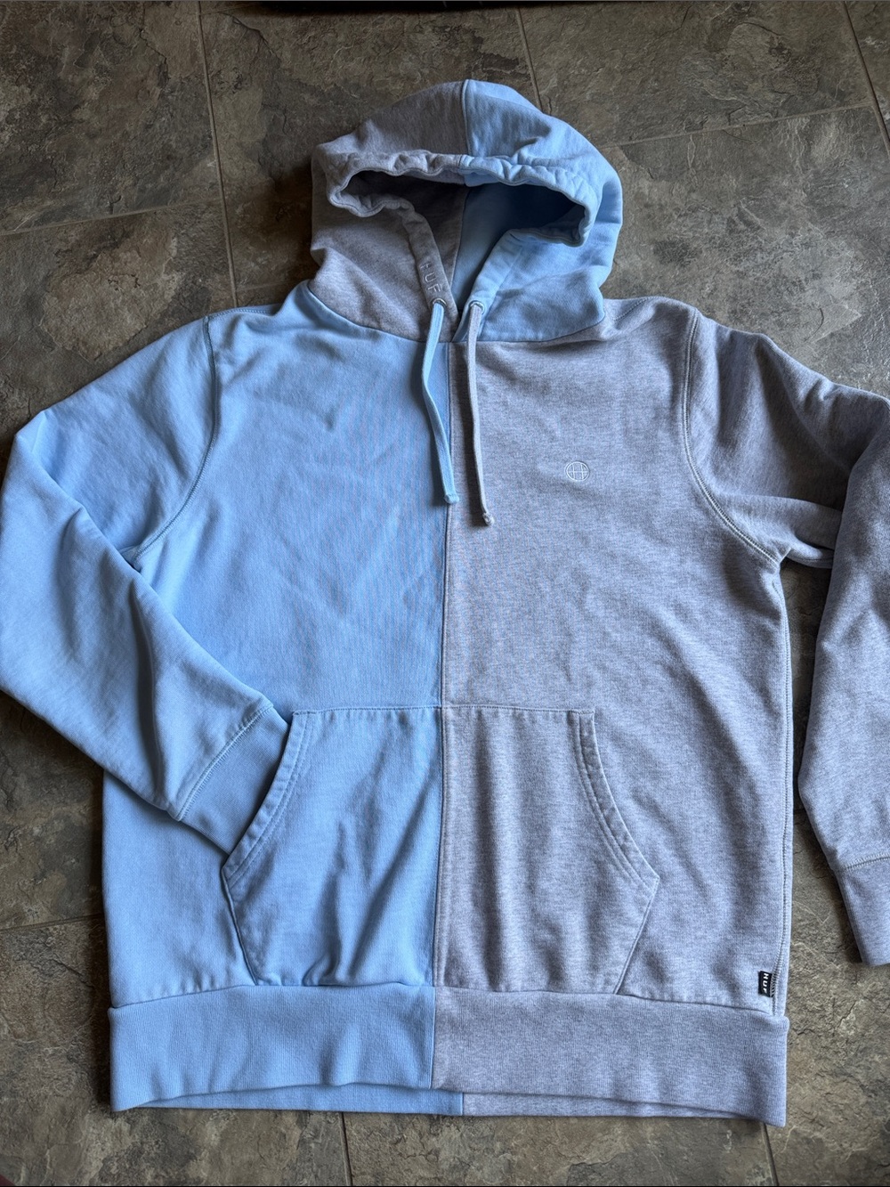 HUF Two-Tone Light Blue and Heather Gray Pullover Hoodie